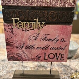 Decorative Family Sign with Pink and Black Accents